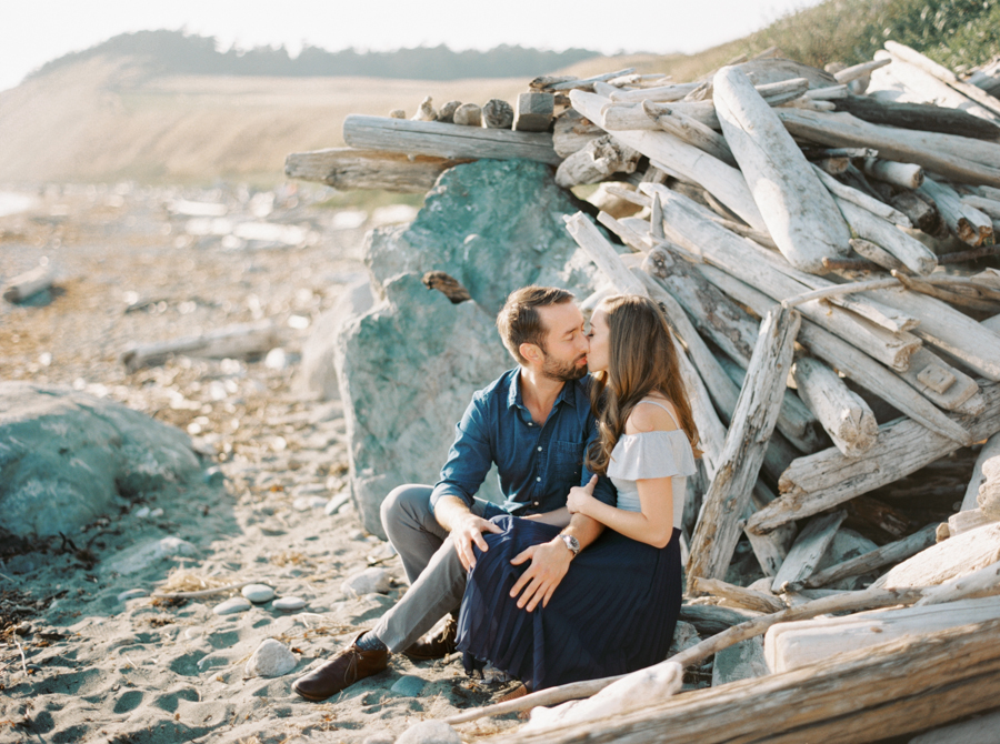 ebey's landing whidbey island engagement photos film portra 160